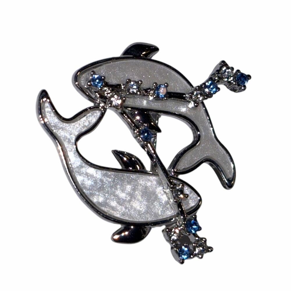 Pisces Celestial Zodiac Constellation Brooch Pin with Rhinestones